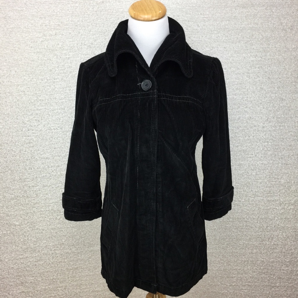 Stylish black corduroy coat size petite small